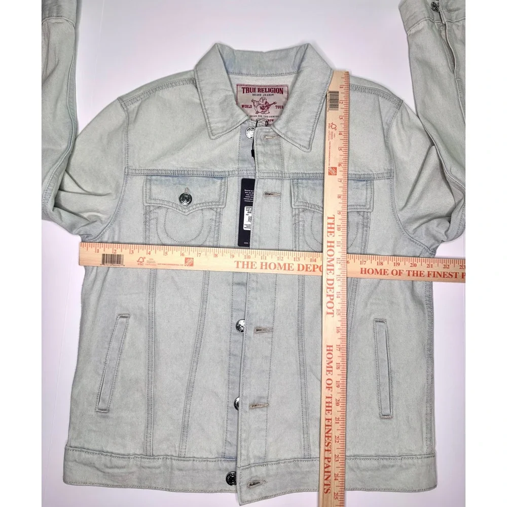 True Religion Jesse SN Trucker Jacket Light Blossom Wash Denim‎ Mens Small
